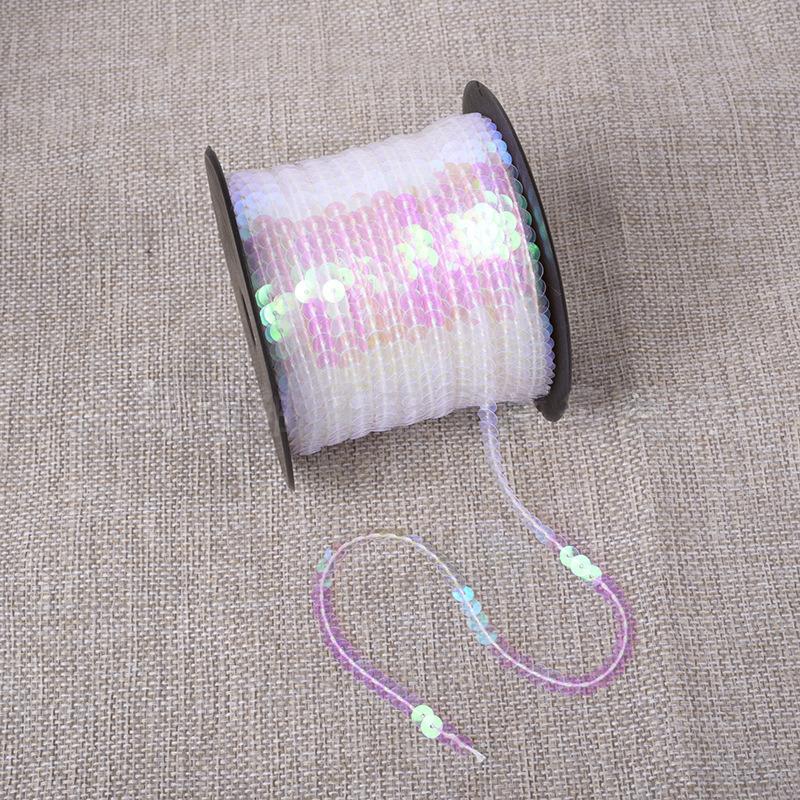 100yards Shiny Color Sequins Ribbon Round Flat Laser Colored Paillettes Trims for Garment Bag DIY Sewing Crafts Party Decoration