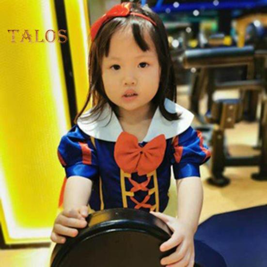 Halloween Cosplay Rochie pentru copii stil prințesă cu mâneci scurte curea cu șireturi a-line cu tiv tort decor cu fundă costum de performanță