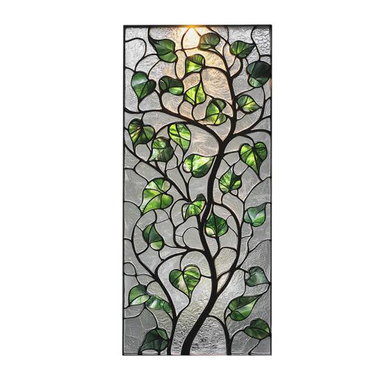 Stained Glass Effect Window Film Geometric Pattern Decorative Static Cling UV Block Heat Control Vintage Rainbow Window Sticker for Living