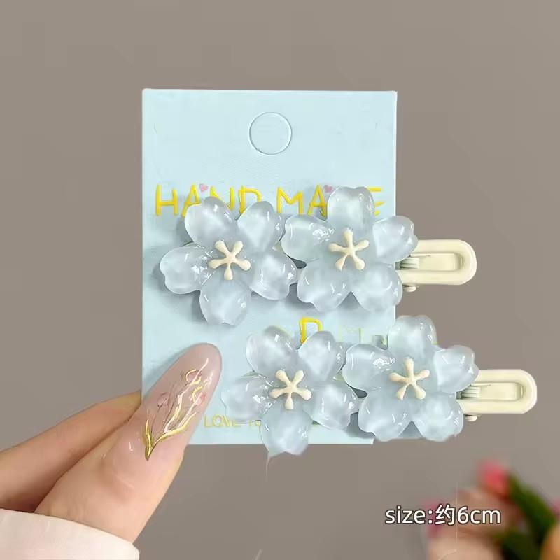 6PCS Pink Creamy Flower Bb Hairpin Side Hair Clip Girl Headwear Sweet Hairpins Ornament Gift Anime Card Sakura Cute Hair Clip