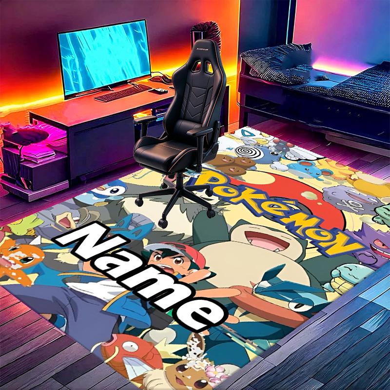 Custom Name Personalized Pokemon Print Carpet, Versatile Home Decor Rug, for Playroom, Apartment, Balcony, Entryway, Hallway Gift