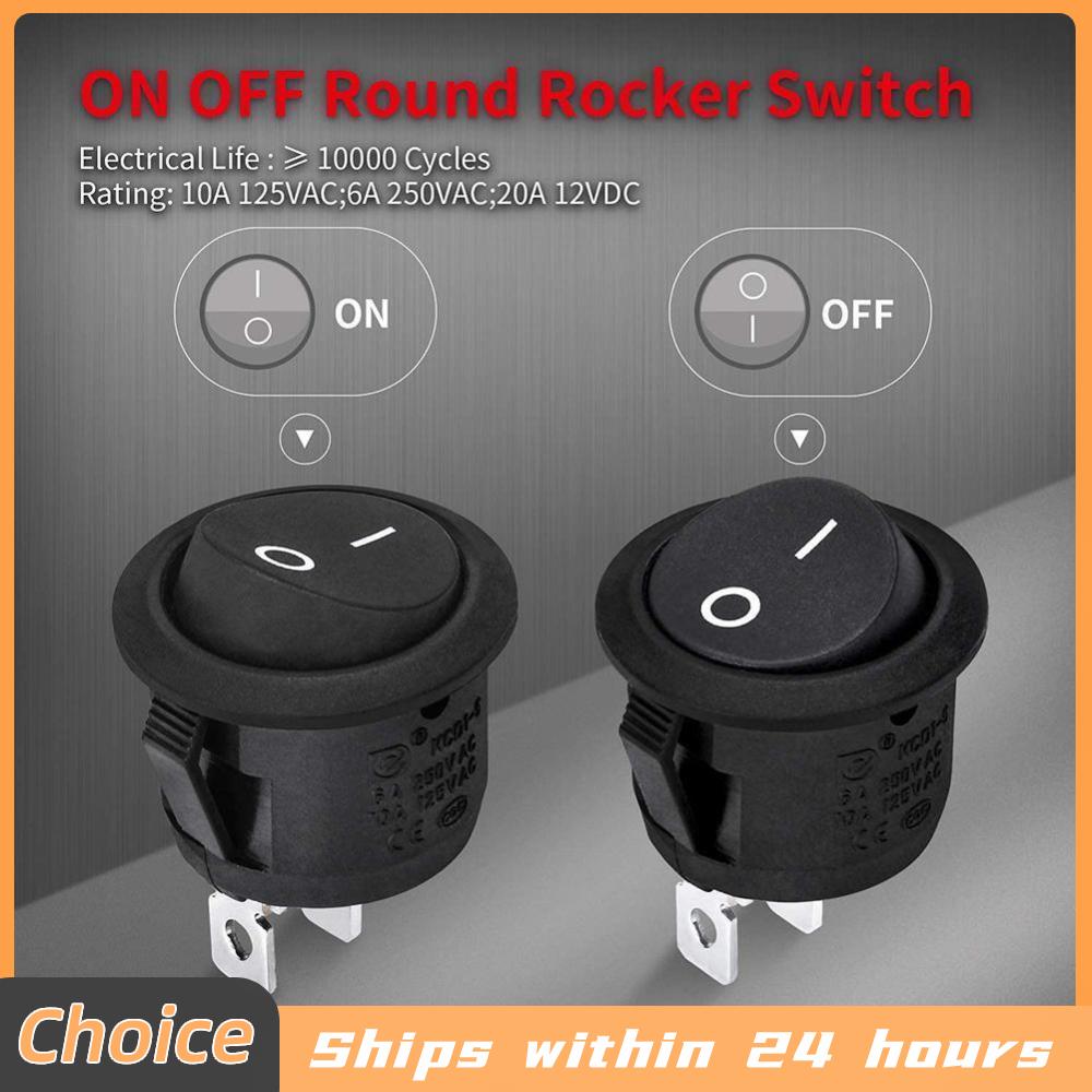 5/10pcs Mini Round Rocker Switch 15mm Spst Open/Off 12V Dc Power Supply Easy to Install Durable Nylon and Terminal
