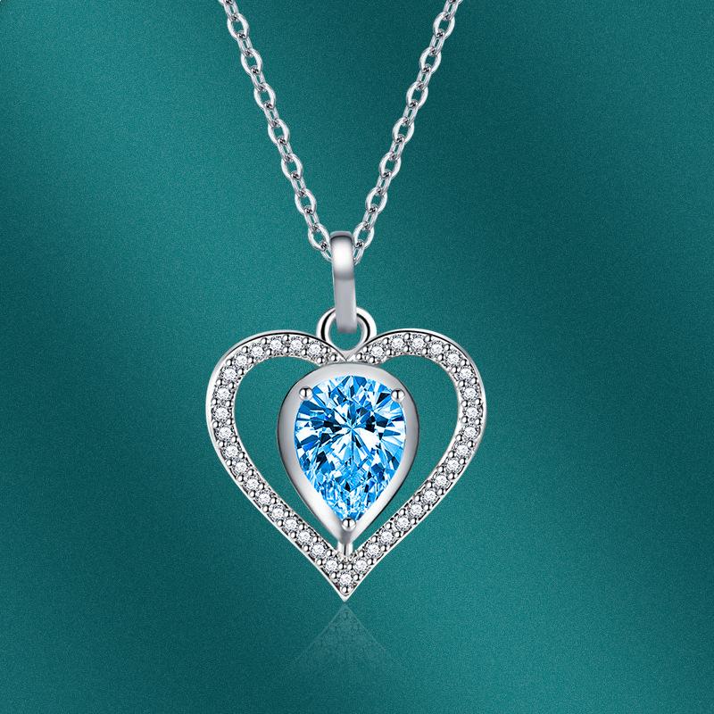 BELLA BOX Collier pendentif coeur plusieurs couleurs, bijoux de fiançailles et de mariage à la mode