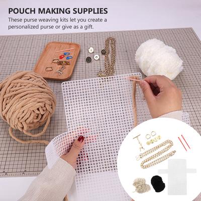 1Set DIY Woven Purse Kit Handmade Bag Material Set Cross Stitch Knitting Purse Making Supplies for Mobile Phone Cosmetics