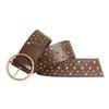 Women's Belt Retro Fashion Hollow Out Large Circular PU Leather Waist Closure Feature Rivet Decoration, Pair With Skirts, Coats