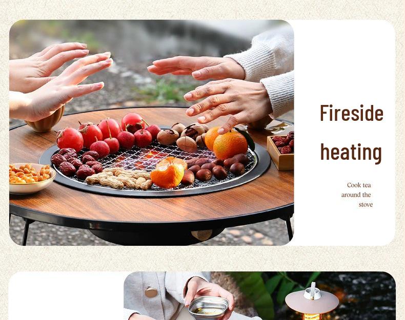 Portable Electric & Carbon Dual-Use Stove with Fire Pit Set for Outdoor Courtyard and Home Use, Foldable Design