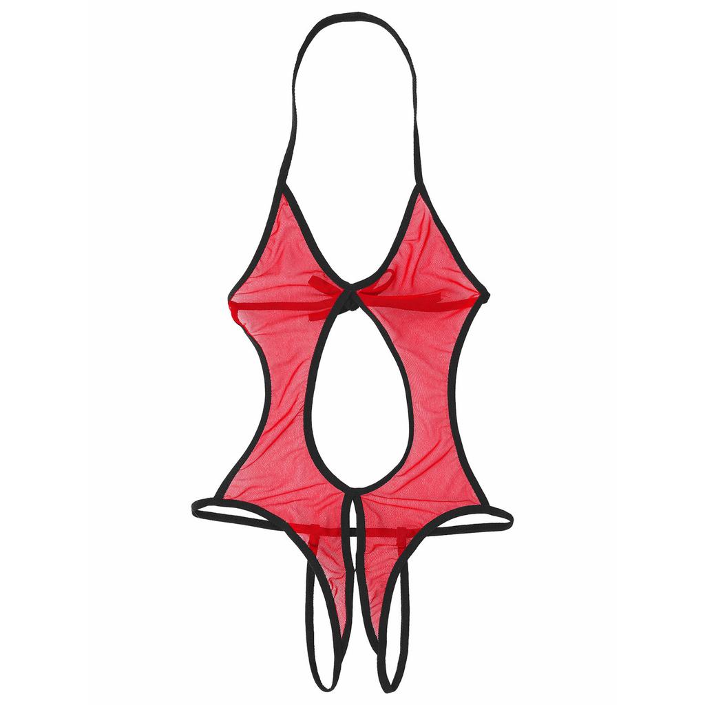 Costume da bagno intero da uomo e da donna in rete trasparente. Costume da bagno intero con scollo all'americana