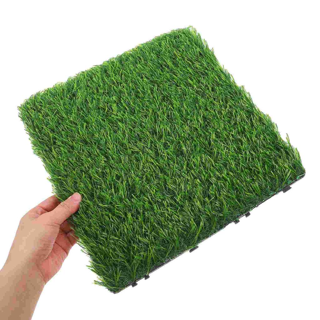 Interlocking Artificial Grass Tiles for Garden Patio Decoration Outdoor Realistic Synthetic Turf Mat for Backyard and Balcony