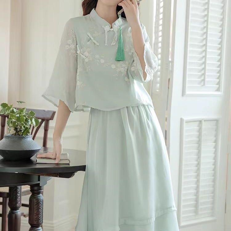 2026 Summer Women's Hanfu Dress: Modern Chinese Style Qipao Skirt