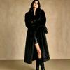 European and American women's clothing fashionable fur coat extended wool coat women's winter temperament warm