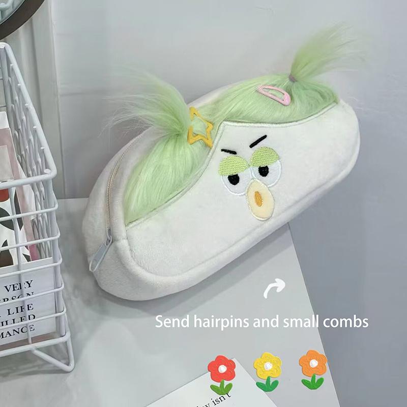 Funny Big Capacity Plush Pencil Bag Creative Cartoon Big Mouth Girl Pens Storage Case Portable School Stationery Gift