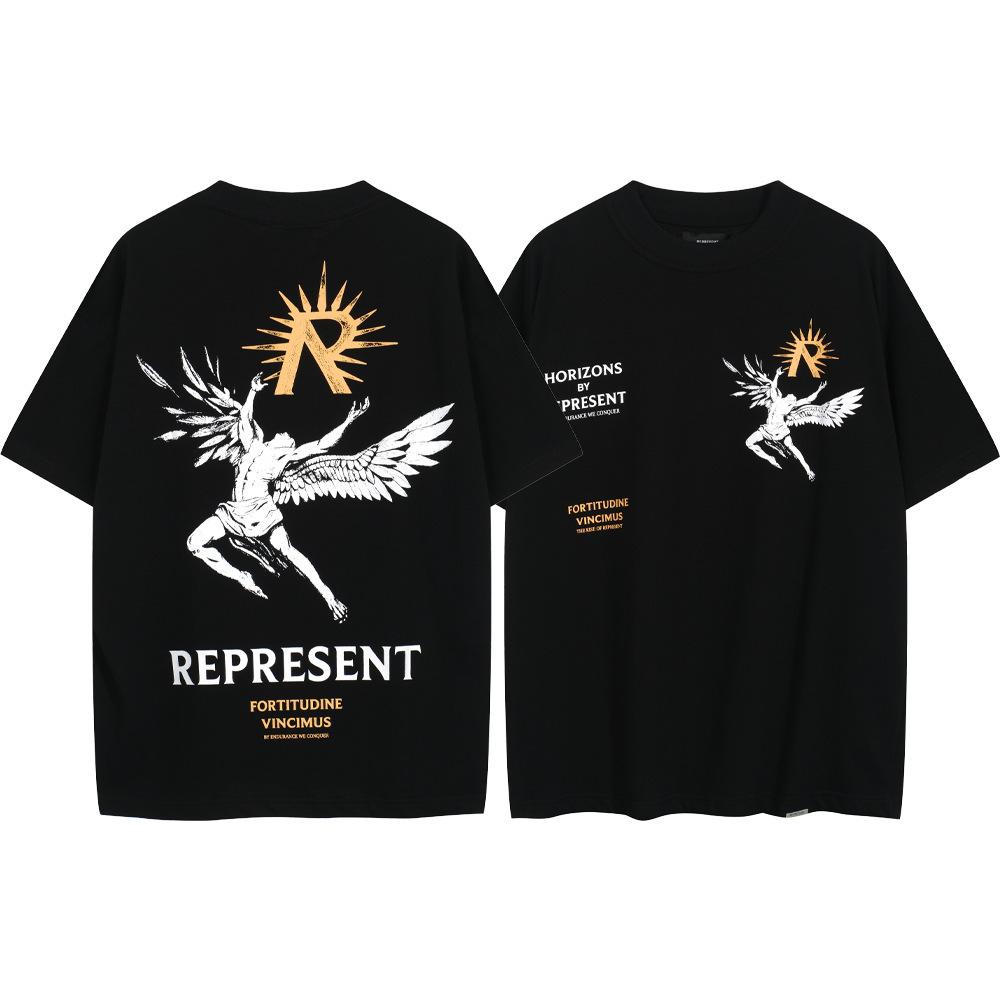 Trendy brand REPRESEN classic slogan printed male and female couples crew neck pullover cotton short-sleeved T-shirt high street