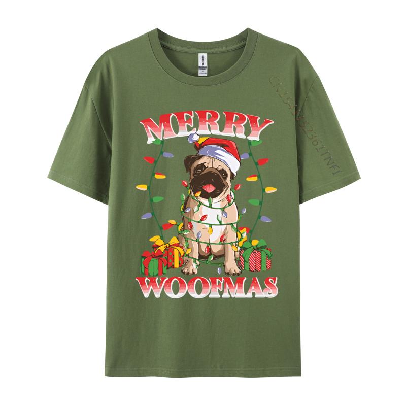 New Tshirt Merry Woofmas Christmas Santa Pug T Shirts Graphic New Trend Tops Mens Clothing Plus Size