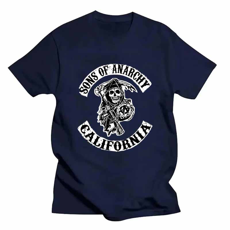 

Дивовижна футболка Casual Oversize New Sons of Anarchy Футболка Samcro Rock Punk Style Чоловічі футболки Графічний вуличний одяг Літня футболка M темно-синього кольору