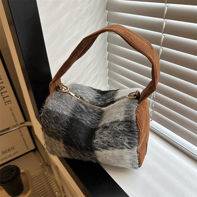 

Зимняя клетка зимняя мода новая шерстяная клетка на одно плечо кроссбоди сумка-подушка