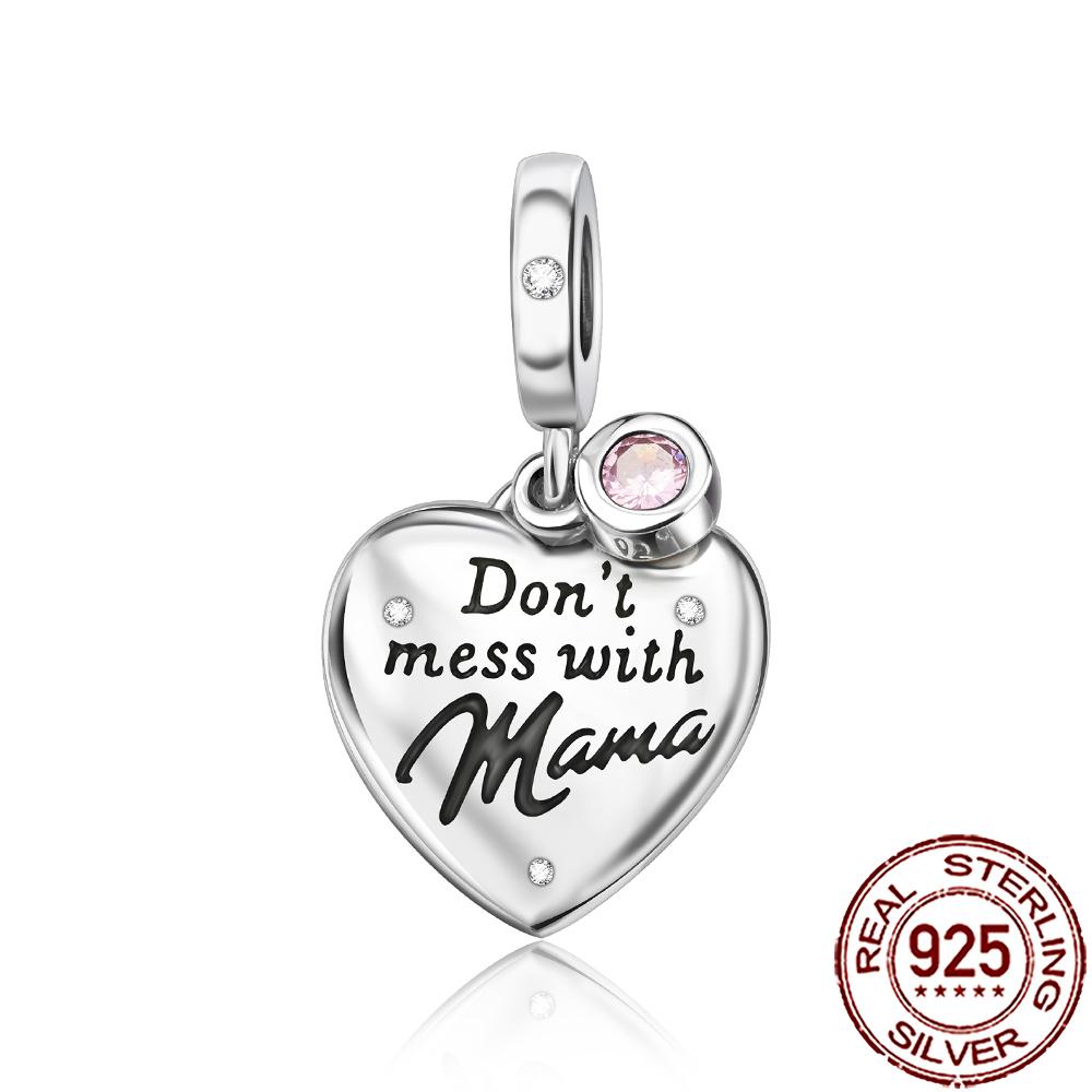 New Charms Copper Sparkling Mum Mother Family Love Heart Beads Fit Original Bracelet Necklace Diy Jewelry