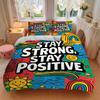 3Pcs Stay Strong Positive Bedding Set Soft Fabric Duvet Cover Pillowcases Home Christmas Xmas Halloween Gift 1 Duvet Cover 2 Pillowcase G168