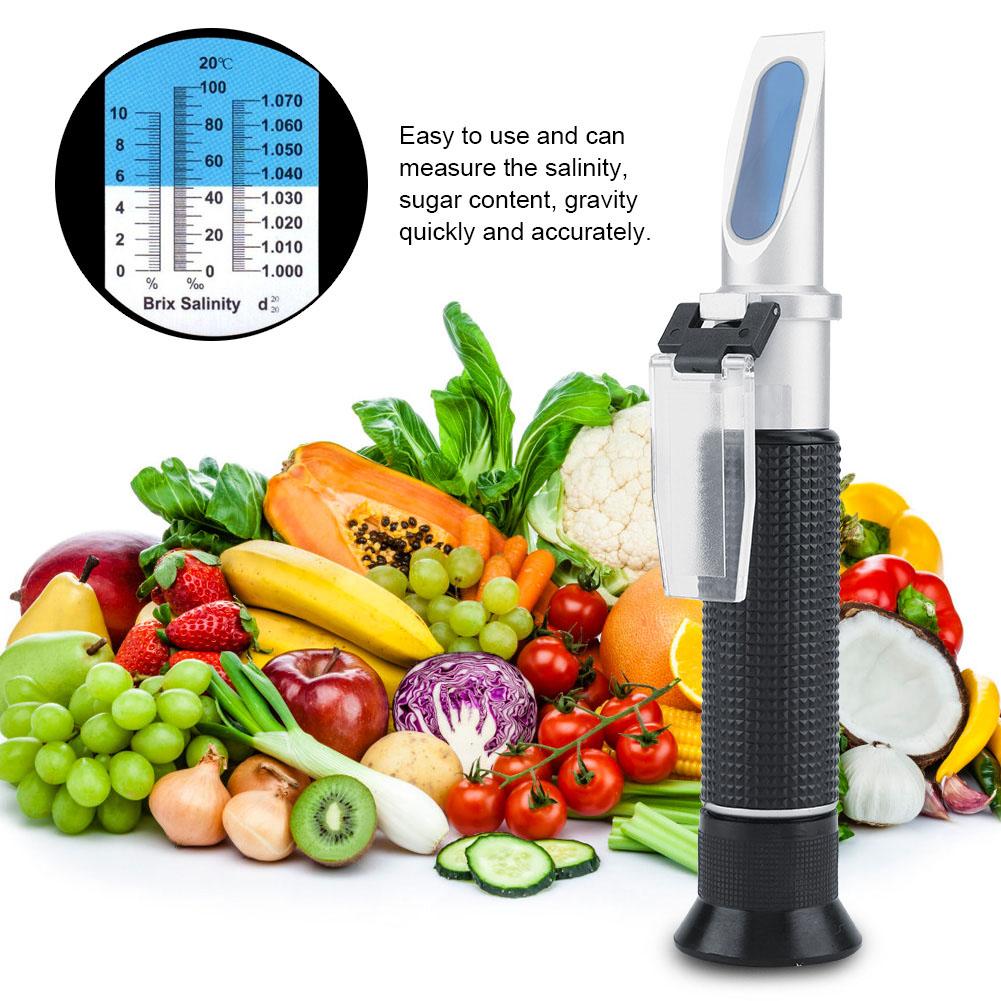 3 In 1 Brix Refractometer Salinometer Portable Food Sugar Salinity Gravity Meter Tester
