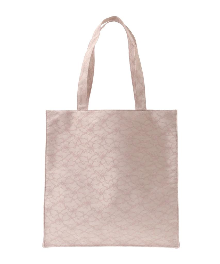 Maison de Fleur Women's Pink Square Tote Bag with Embroidered Lace Logo