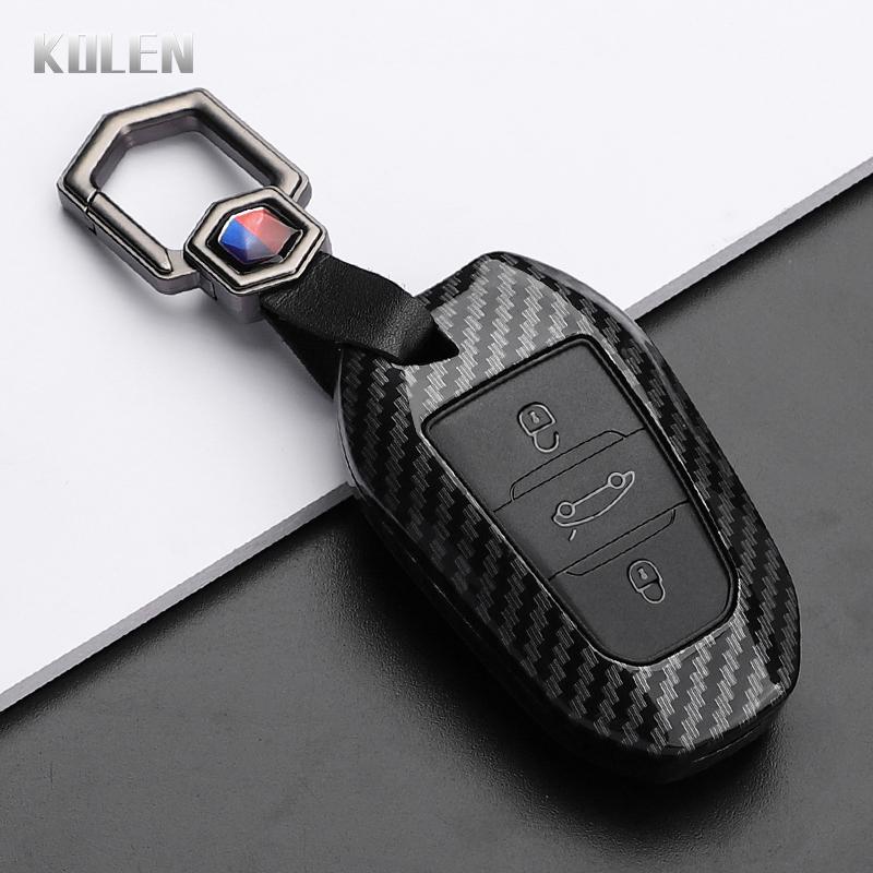 Abs Carbon Fiber Style Car Key Case Cover For Peugeot 207 208 3008 206 308 508 2008 407 5008 301 For Citroen C3 C4 C5 Berlingo