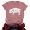 Women's T-shirt with short sleeves, pig, pink, size L
