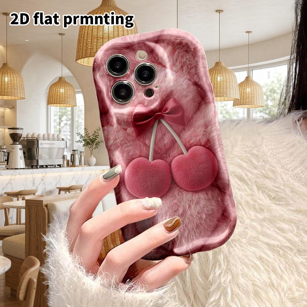 Phone Case: 2D Flat Design Suitable for iPhone 18 17 16 15 14 13 Pro Film Protective Case, Couple Style, Love Heart Cherry, Christmas and Halloween Gi