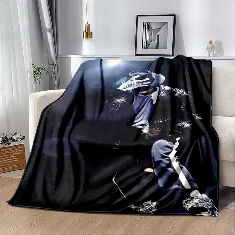 Custom Pop Music Michael J-Jackson Printed Flannel Blanket , Warm Soft Cozy Blanket Flannel Livingroom Home Decor Birthday Gi