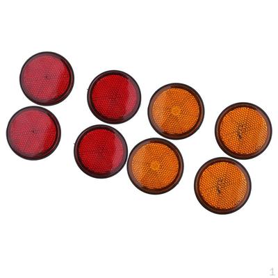 8x 2 Inch Motorcycle Round Reflector Stud Mounted Amber Red &Orange