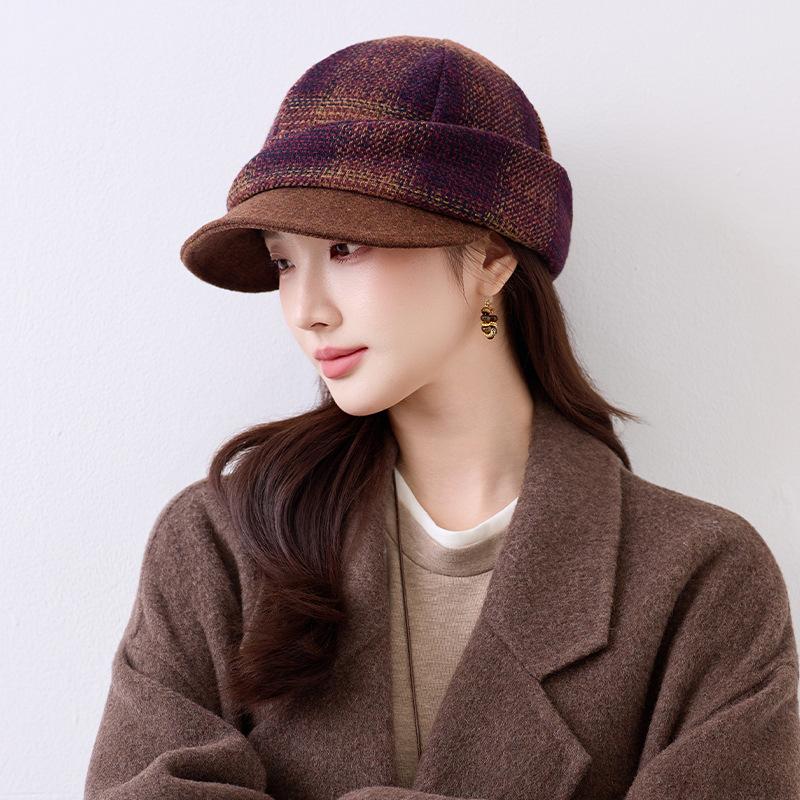 Women S Short Brim Octagonal Hat Retro Literary All Match Cap For Autumn Winter