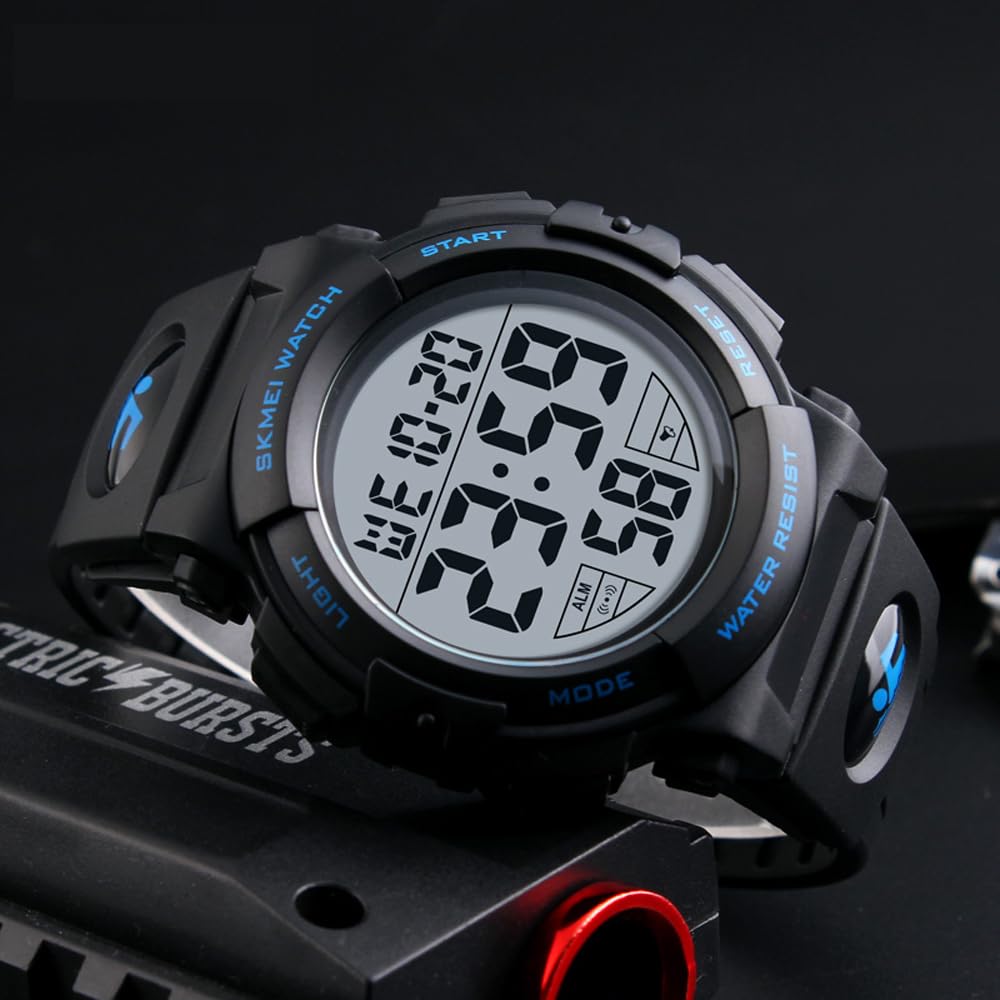 Datirzyx Digital Watch for Digital Watch with Large Screen and Large Character Suitable for Sports and Men Easy-to-Read Display, Waterproof, Running.
