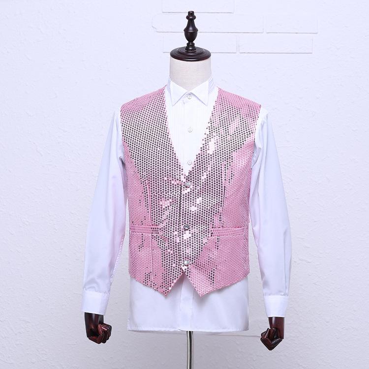 Pánská vesta s hustými flitry pro pódiová a taneční vystoupení - Evropský a americký styl