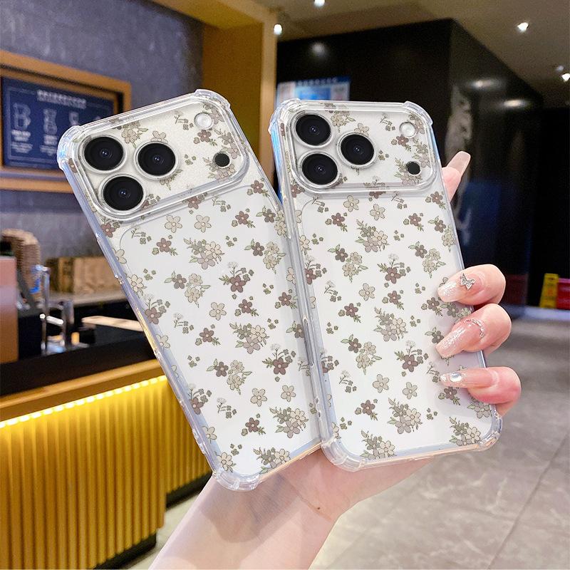 Full screen oil painting flower suitable for Apple 17 mobile phone case wholesale iPhone13/14pm transparent anti-drop TPU soft case