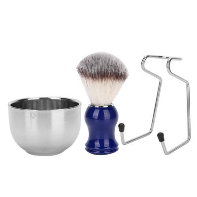 3pcs  Set Beard Shaving Brush Beard Brush Bowl Stand Set Stainless Steel Beard Shaving Kit