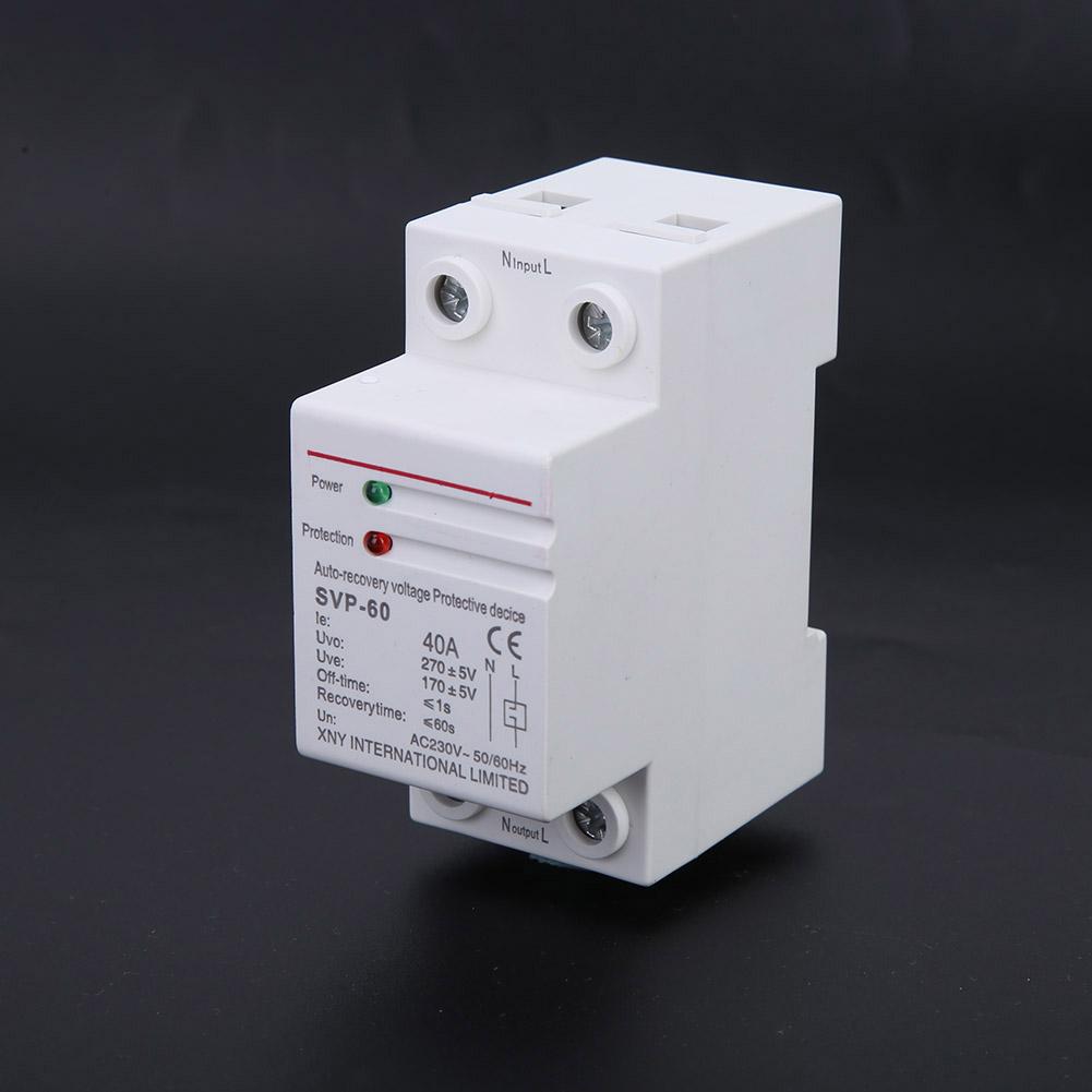230V 40A Dispozitiv de recuperare automată la supratensiune și subtensiune Protector de montare pe șină DIN