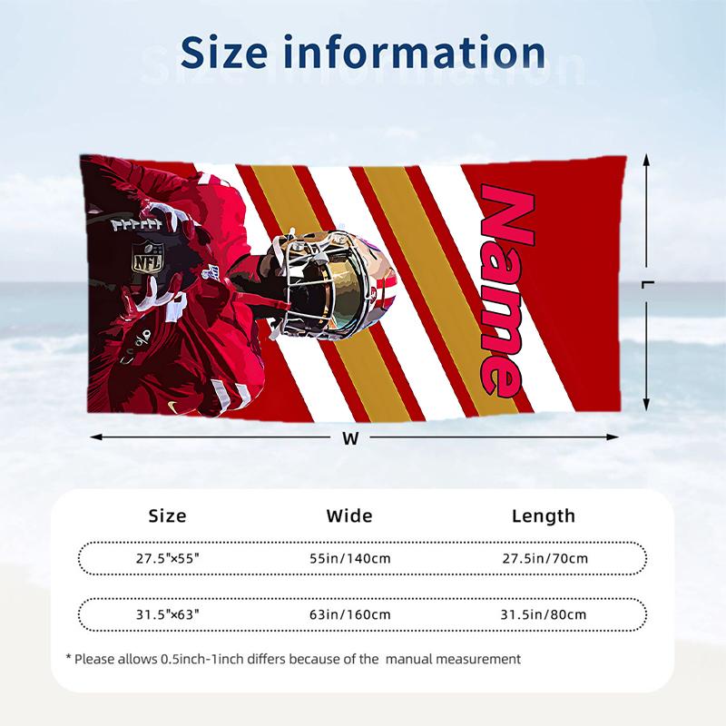 San Francisco 49ers Custom Name Printed Beach Towel Personalized Soft Towel For Swimming Beach Travel