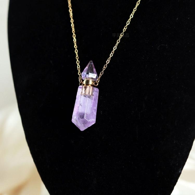 Einzigartiger Kristall Parfümflakon Halskettenanhänger Verstellbare Länge Schlüsselbeinkette Edelstahl Kabelkette Damen Choker