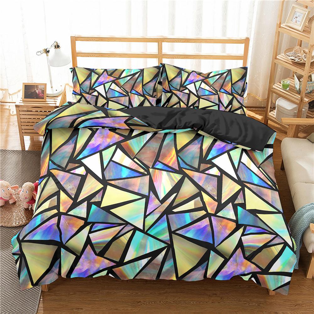 Building Block King Queen Duvet Cover Colorful Brick Bedding Set For Kids Teens Adults Cartoon 2/3pcs Polyester Comforter Cover