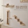 Cat Four Steps Stairway Wall Mounted Wooden Stairs Ladder Climber Shelf Perch for Scratching, Climbing, Jumping and Relaxing