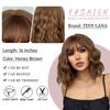 Short Wavy Honey Brown Copper Synthetic Wigs with Bangs Cosplay Bob Wig for Women Afro Daily Natural Heat Resistant Hair