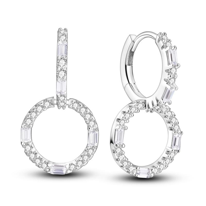 New 925 Silver Earrings Crystal Me Pave Circular U-shape Stars Hoop Earring For Women Making Jewelry Gift