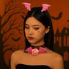 Mesh Bat Wings Hairband Lace Halloween Hair Hoop Fashion Headband Necklace Set  Halloween Party