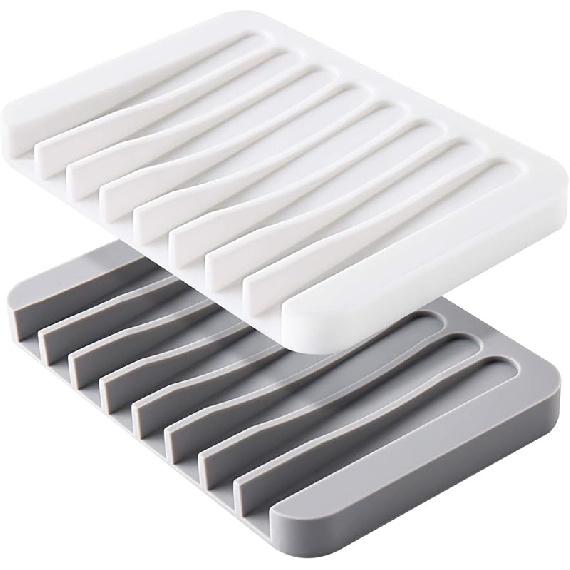 Mcyye Self Draining Soap Dishes, Premium Silicone Soap Holder & Saver for Shower, Bathroom, Kitchen, Bath Tub, Razor, Sponges, Drains Water Very 2