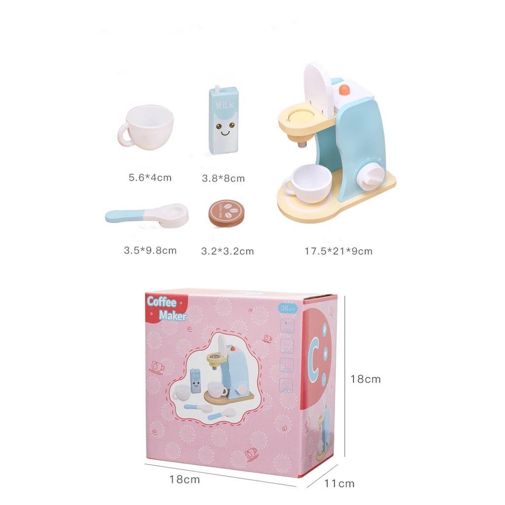 Wooden Kitchen Pretend Play Toy Simulation Wooden Coffee Machine Baby Early Learning Educational Toys
