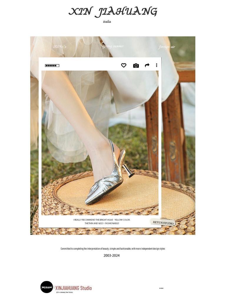 New Chinese Style Knotted Pointed Toe Stiletto Heels: Women's Strap Closed Toe Sandals for Spring/Summer.