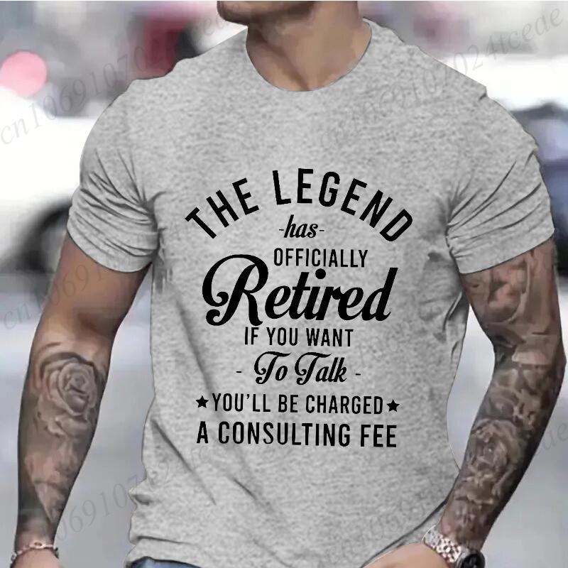 Funny The Legend Has Retired T Shirts for Men Short Sleeve Shirts Funny Graphic Tees for Retirement Fashion Casual Men Tees Gift
