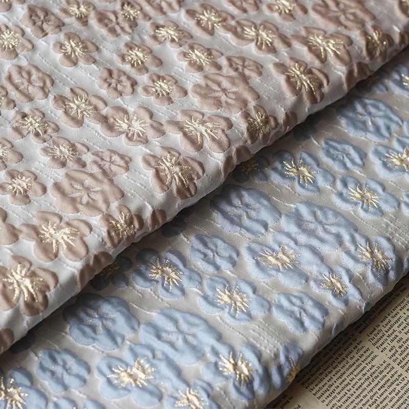 1m Gold Embossed Bubble Fabric Yarn Dyed Jacquard Patchwork Elegant Tutu Skirt Dress DIY Sewing Soft Cloth Home Decoration