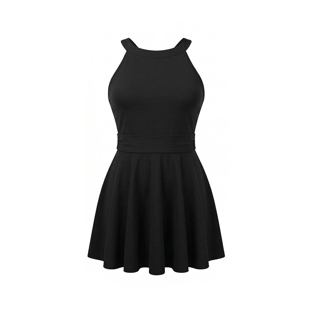 Pleated Backless Skirt Swimsuit Slim Fit Hot Spring Swimwear Sweet Hanging Neck Swimsuit Women