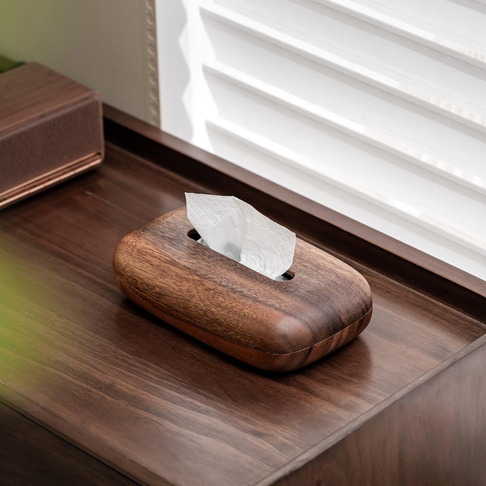 Rectangular Walnut Tissue Box Smooth-surfaced Tissue Paper Holder Tissue Dispenser  Living Room