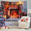 Vintage Christmas Fireplace Tapestry: Holiday Tree Photo Background Hanging Cloth