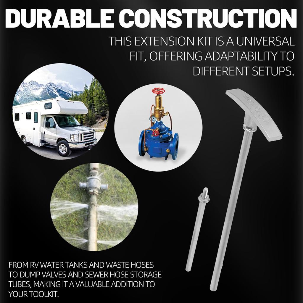 TonGass 2-Pack Universal Fit RV Waste Valve Replacement Kit RV Camper Dump Valve Handle, Includes Handle & Tube Extension